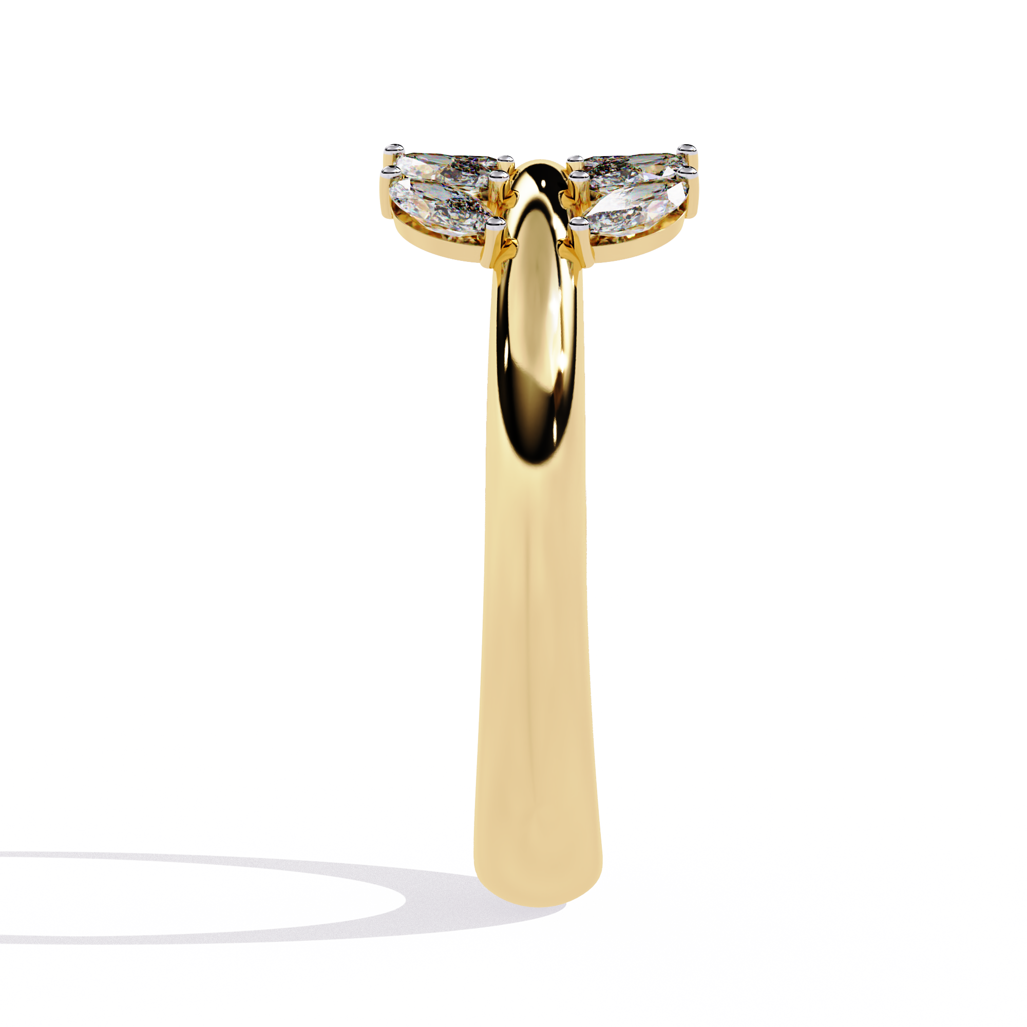 Solitairekart – 0.5 ct Lab Grown Diamond Leaf Marquise Ring in 14K Yellow Gold